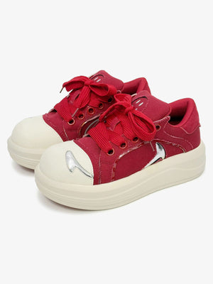 Black and Pink Platform Sneakers with Silver Accent – Red pair | XoKool