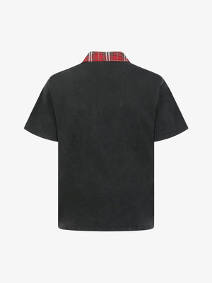 Washed Black Poloshirt mit Half Zip und Karo-Kragen – Rückansicht | XoKool