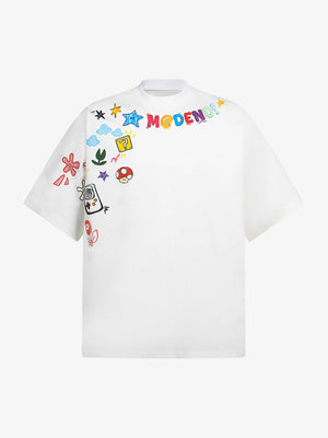 Doodle T-Shirt – Weiß, Vorderansicht | XoKool