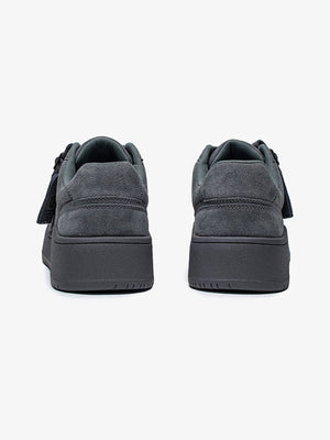 Suede-look platform sneakers – Grey pair, back view | XoKool
