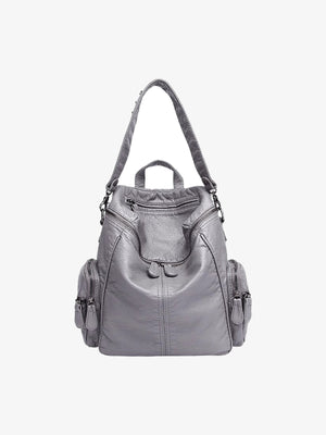 Rucksack mit Nieten – Grau, Vorderseite mit Tragegriff | XoKool