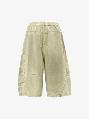 Cremefarbene Wide Leg Jorts mit bestickten Taschen – Rückansicht | XoKool