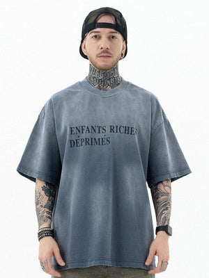 Sun Faded Boxy T-Shirt – Blau, am Model von vorn | XoKool
