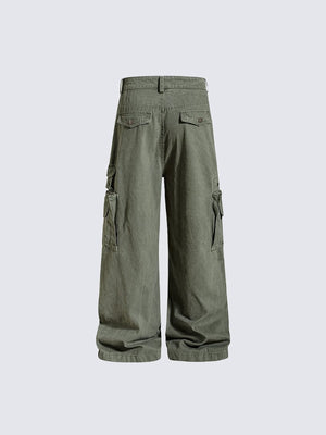 Tactical Cargohose – Oliv, Rückseite flach | XoKool