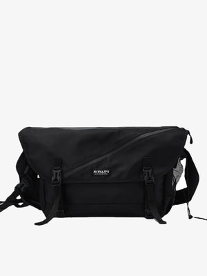 Techwear messenger bag – Black, front with tag | XoKool