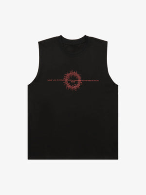 Tanktop mit Dornenkrone auf dem Rücken – Schwarz, Vorderansicht | XoKool
