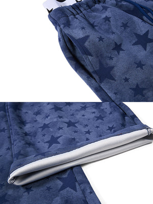 Star sweatpants – Blue fabric and hem close-up | XoKool