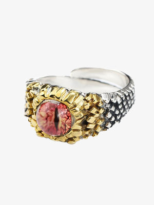 Anillo bicolor de ojo de dragón con banda de escamas – ojo rojo, foto de producto | XoKool