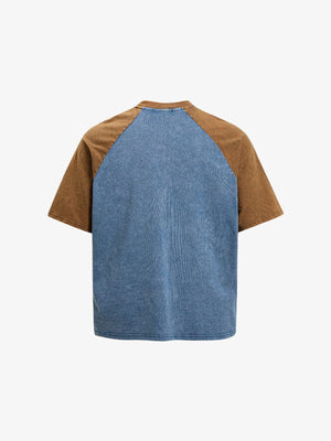Raglan flyer tee – Blue / Brown, back view | XoKool