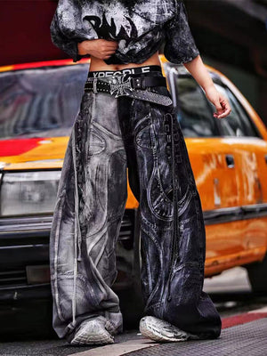 Zweifarbige Wide Leg Jeans – am Model, Vorderansicht, Street | XoKool