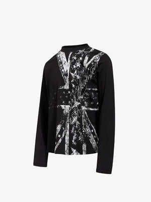 Union Jack Longsleeve mit Stehkragen in Schwarz – 3/4-Vorderansicht | XoKool
