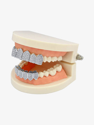 Vampire fang grillz – Silver, on dental model | XoKool