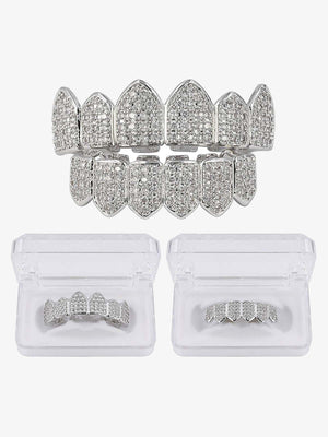 Vampire fang grillz – Silver, set with storage cases | XoKool