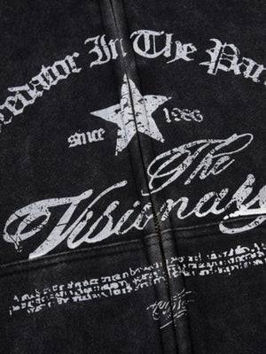 Lettering zip up hoodie – Lettering print close-up | XoKool
