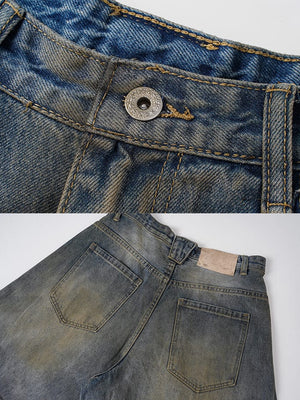Jeans barrel con lavado vintage – detalle del botón y el bolsillo trasero | XoKool
