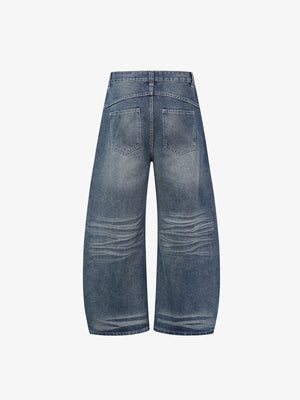Barrel Leg Jeans – Blau, Rückseite flach | XoKool
