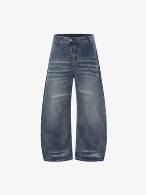 Barrel Leg Jeans – Blau, Vorderseite flach | XoKool