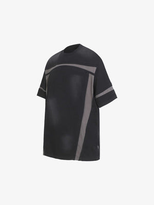 Contrast panel boxy tee – Washed Black, front angled | XoKool