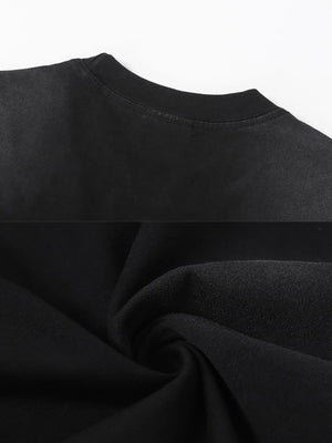 Contrast panel boxy tee – Washed Black, neckline and fabric close-up | XoKool