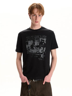 Waffle photo tee – Black, on model front | XoKool