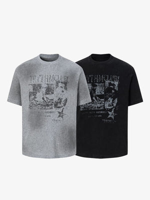 Waffle photo tee – Grey and Black, front | XoKool