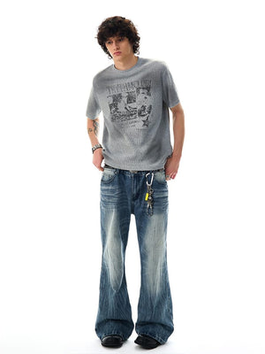 Waffle photo tee – Grey, on model full length | XoKool