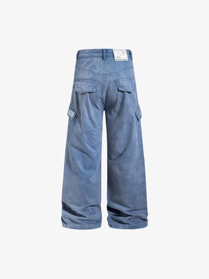 Cargohose mit Reißverschluss am Saum – Hellblau, Rückseite flach | XoKool