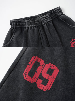 Number print sweatpants – Waistband and number print close-up | XoKool