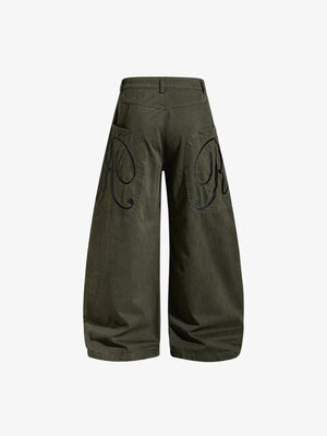 Barrel pants – Olive, back flat | XoKool