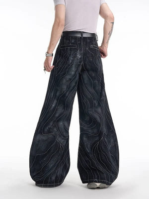 Conjunto de denim negro lavado – jeans en modelo, espalda | XoKool
