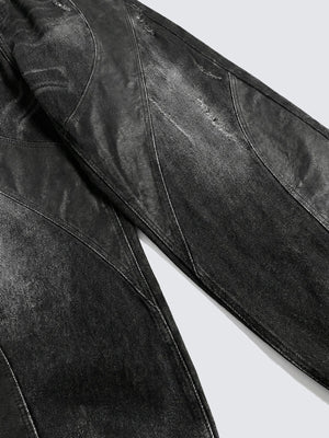 Washed black barrel jeans – leg seam close-up | XoKool