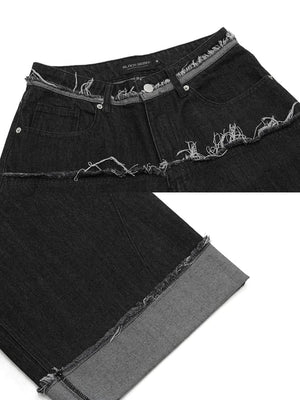 Schwarze Jeansshorts mit Umschlag – Bund und Umschlag im Detail | XoKool