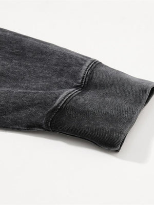Washed Black Doberman Graphic Long Sleeve Tee – sleeve cuff close-up | XoKool
