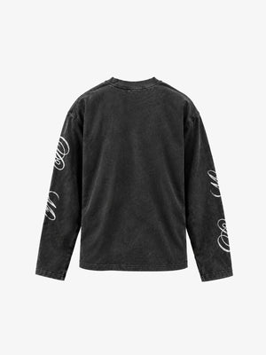 Washed Black Grillz Graphic Long Sleeve Tee – back view | XoKool