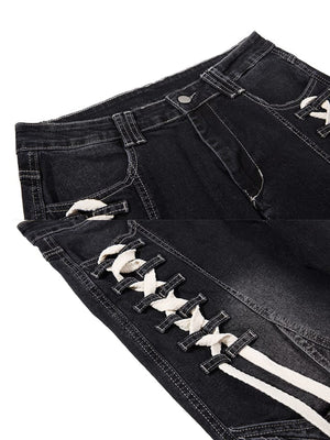 Jeans con cordones: detalle de la cintura y los cordones | XoKool