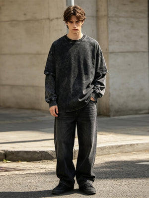 Washed layered long sleeve – on model, men, street | XoKool