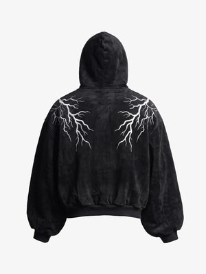 Lightning hoodie – Black, back view | XoKool