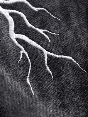 Lightning zip up hoodie – lightning embroidery close-up | XoKool