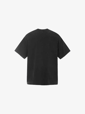 Washed Black Music T-Shirt with Guitar Photo Collage – back flat view | XoKool