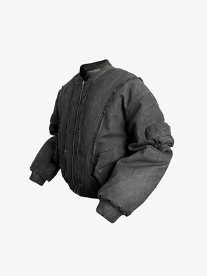 Washed padded bomber – angled flat lay | XoKool