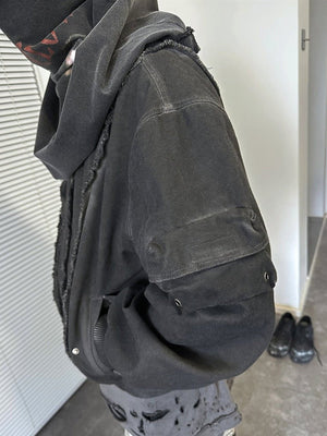 Washed padded bomber – on model, side | XoKool