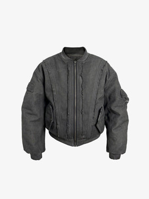 Chaqueta bomber acolchada oversize negro lavado – negro lavado, frente en plano | XoKool