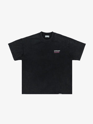 Washed Black Oversized Tee with Collage Back Print – front view | XoKool