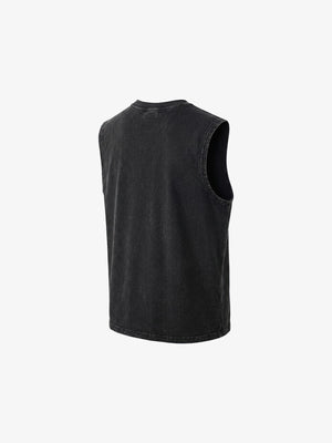 Photo print muscle tee – Washed Black, back flat | XoKool