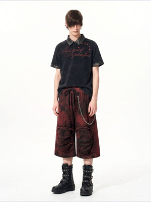 Washed black polo shirt – on model, front | XoKool