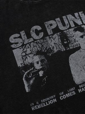 Washed Black Punk Longsleeve mit Fotocollage – Print im Detail | XoKool