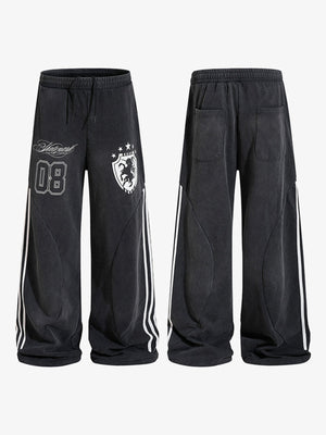 Side stripe sweatpants – Black, front and back together | XoKool
