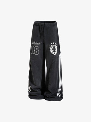 Side stripe sweatpants – Black, front angled | XoKool