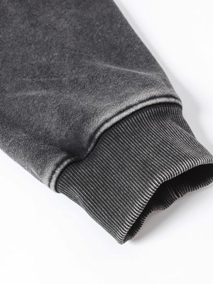 Washed zip hoodie – ribbed cuff close-up | XoKool