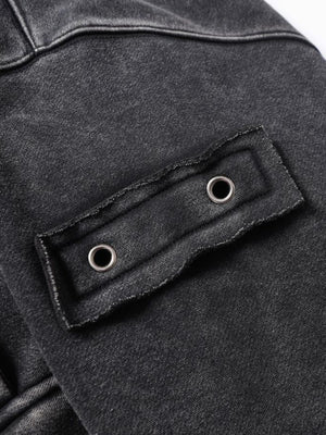 Washed zip hoodie – sleeve eyelet tab close-up | XoKool